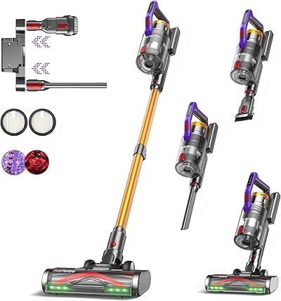 KIPMAX Akku Staubsauger 50000Pa/550W/70Min,1.5L Staubsauger Kabellos mit Display,Anti-Tangle-Bürste,7-Schicht-Filtra & 2 Duftplatten,Selbststehend Akkustaubsauger für Teppiche/Tierhaar/Hartböden