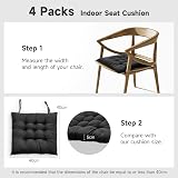 DKIEI 4 Pack Seat Cushions 40x40cm Dining Chair Cushions with Ties Black view 5
