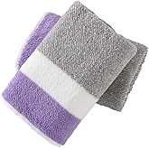 YiLUOMO Purple Striped Pattern Hand Towels Set of 2 Super Soft Highly Absorbent 100% Cotton Decorative Bathroom Hand Towel for Home, Kitchen, Guest 13 x 29 Inch
