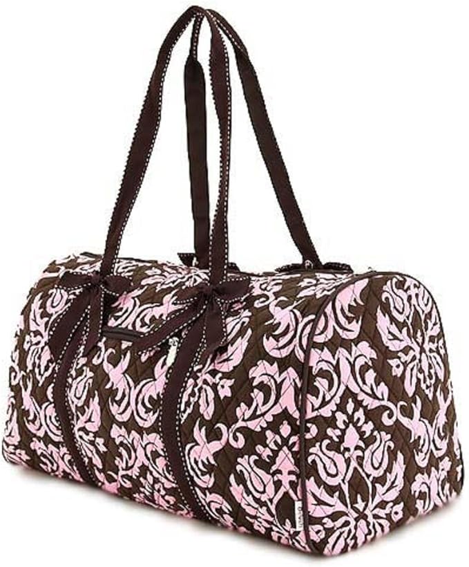 Belvah Large Quilted Damask Print 21" Duffle Bag Brown
