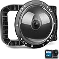 D&F Dome Port for DJI OSMO Action Camera 1, Dual Handheld Dome Lens Built-in 45m/147ft Waterproof Housing Case Equip with High Clear Dome Lens/Trigger Buttun/Water-Line