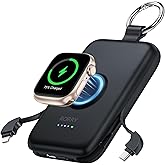 RORRY Portable Charger, 10000mAh PD 20W Fast Charging Portable Charger Power Bank with Built in Cables, Travel Battery Pack for iPhone 17/16/15/14/13/12 and Apple Watch Ultra/11/10/9/8/7/6/5, Black