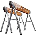 Bora Portamate Speedhorse Sawhorse Pair– Two Pack, Table Stand with Folding Legs, Metal Top for 2x4, Heavy Duty Pro Bench Saw