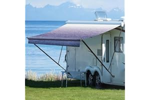 Canvcle RV Awning Fabric Replacement, 16oz Heavy-Duty Vinyl Camper Awning Replacement Waterproof Universal Outdoor Canopy Replacement for Camper, Trailer, Motorhome (Blue Fade, 16FT(Fabric 15'2"))