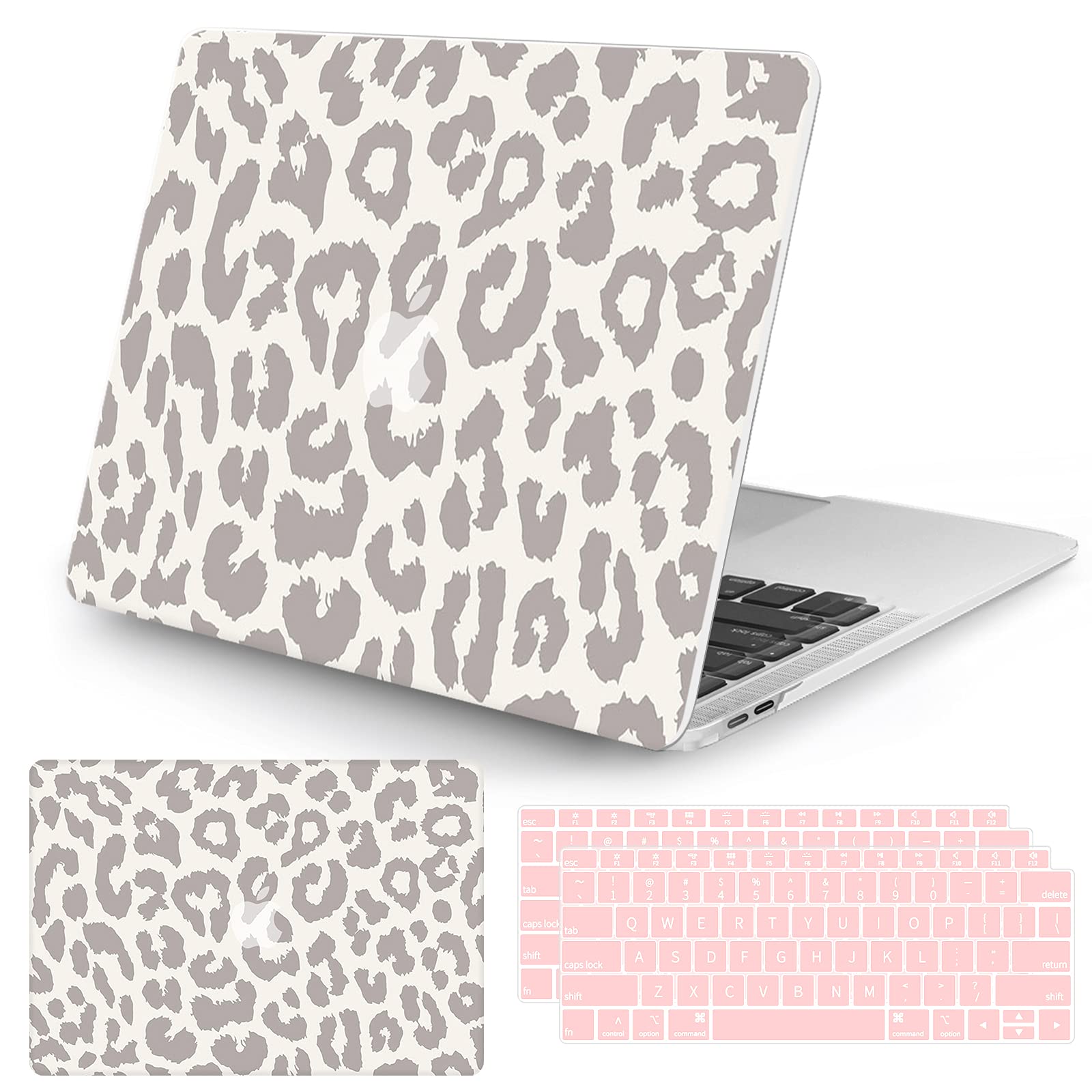Photo 1 of Seorsok Compatible with MacBook Air 13 Inch Model A1932 A2179 M1 A2337 Touch ID Release 2020 2019 2018 Plastic Hard Shell Case Protective Cover with 2 Pieces Pink Keyboard Cover Leopard Print