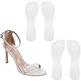 2 Pair Gel High Heel Inserts for Women, 3/4 Length Clear Shoe Inserts for Women, Comfort Pads Non-Skidding Adhesive Shoe Support Cushion Insoles for High Heels for Sandals Flats Boots Pumps