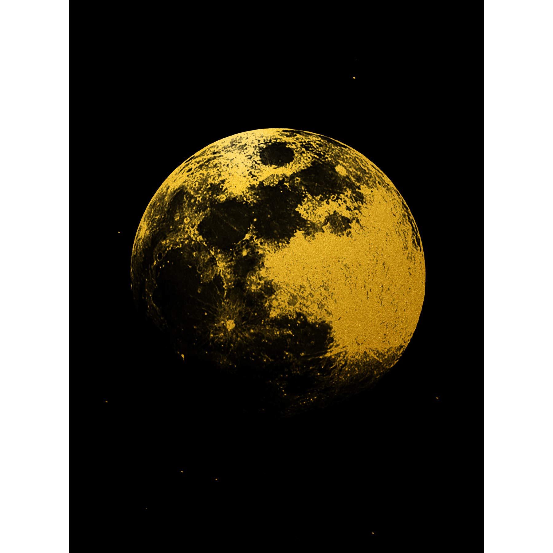 Artery8 Gold Effect Yellow Black Moon Lunar Surface Space Premium Wall Art Canvas Print 18X24 Inch