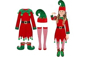 AOLIUP Kids Girls Christmas Elf Costume - Santa Helper Costume Xmas Holiday Elf Dress Outfit