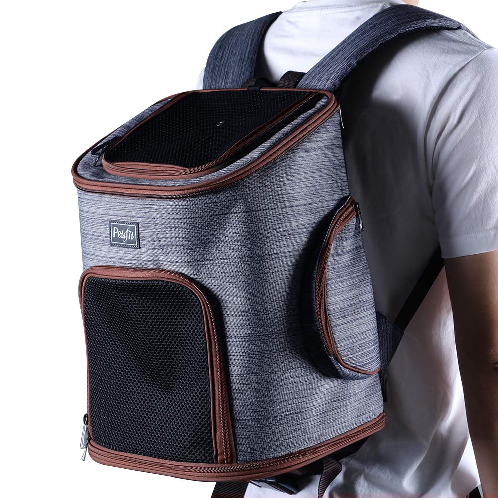 Petsfit Comfort Dogs/Cat Carrier Backpack,Hold Pets up to 15 LBS,Go for Walk, Hiking and Cycling 17" H x13 L x11 D, Coffee