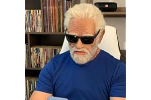 Old Man Mask, Realistic Latex Old Man Masks with White Hair & Beard, Elderly Human Full Head Cover for Halloween Props