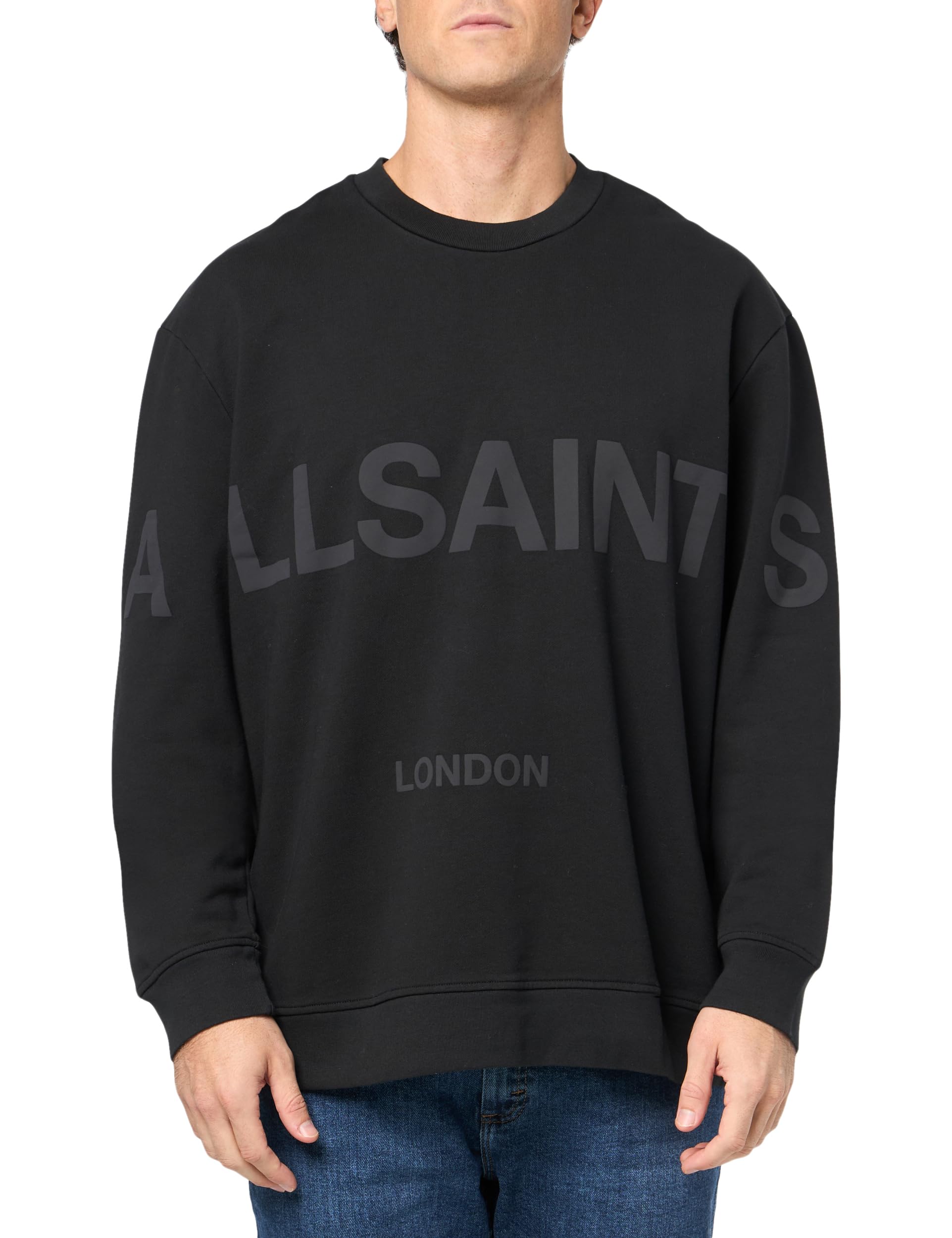 Photo 1 of AllSaints Men's Biggy Crew Neck Sweatshirt, Jet Black LARGE 