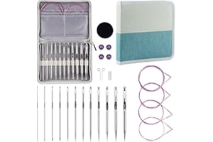 Svartur Tunisian Crochet Hooks Set with Cable, Afghan Crochet Hooks Interchangeable, Size from 3mm-10mm Aluminium Crochet Knitting Needles for Crocheting