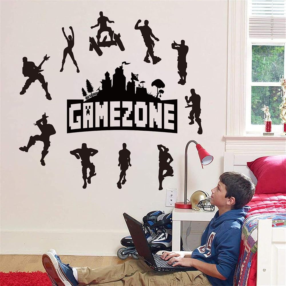 Runtoo Video Game Wall Decals Black Quotes Boys Playroom Kids Bedroom Decor