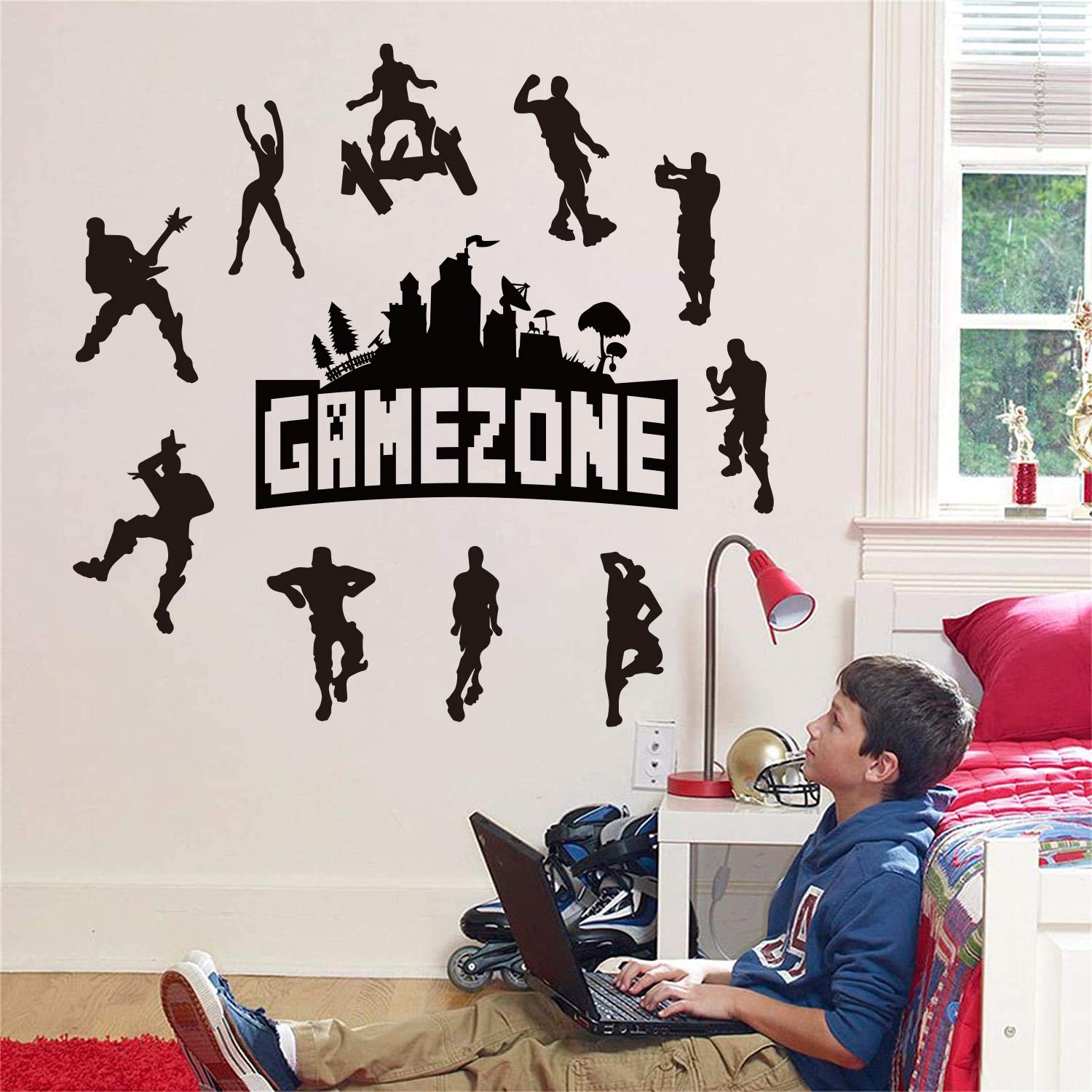 Runtoo Game Wall Stickers Black Quotes Boys Wall Decals for Playroom Kids Bedroom Wall Decor