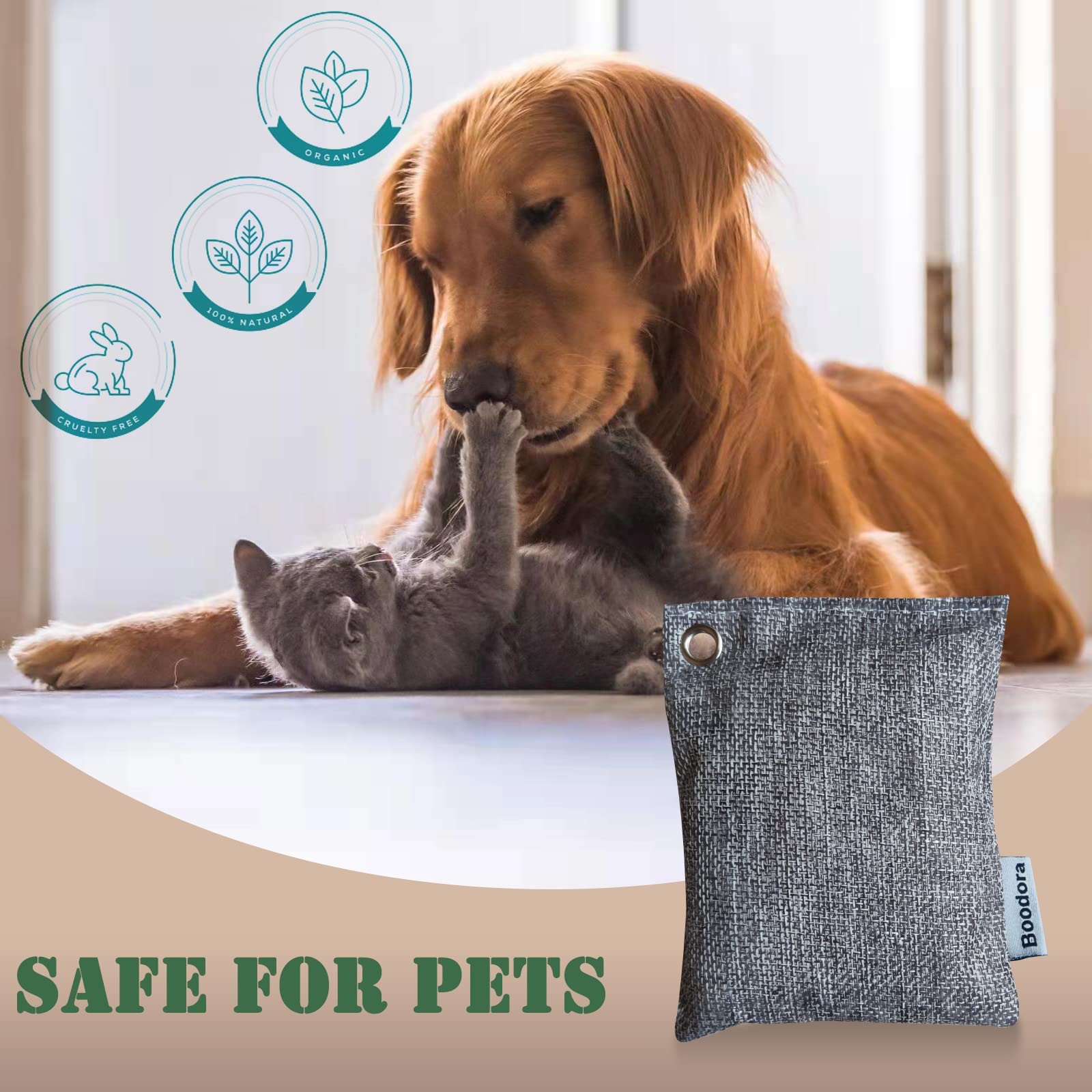 15 Pack Bamboo Charcoal Air Purifying Bag,Activated Bag Odor Absorber,Shoe Deodorizer,Smell Eliminator,Natural Pet-Friendly Freshener for Home,Car,Closet,Basement,Pets(Beige), Gray