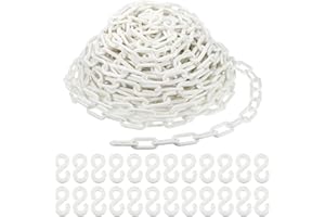 PATIKIL Plastic Chain Links, 100 Foot 2" Safety Barrier Chain White for Crowd Control, Queue Line, Parking, Fence, Gate, Concert, Construction Site and Decoration