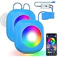 LyLmLe LED Pool Lights for Aboveground Pools, 40W 2 in 1 Double Lights for Giant Pool, Magnetic Underwater Light with Timer & APP Control, 2x20W IP68 Waterproof Light for Inground Pools 26ft