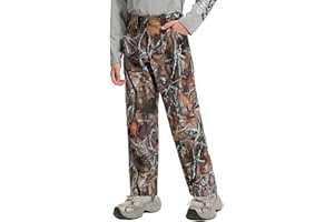 BASSDASH Invis Kid’s Youth Stretch Hunting Pants Water Resistant Breathable Camo Cargo Fishing Pant