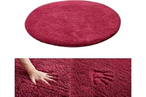 Kekon Ultra Soft Indoor Modern Round Area Rugs Fluffy Non-Slip Floor Carpets Silky Mat for Living Room Bedroom Kids and Baby Room Nursery and Pet, 1ft, Wine Red