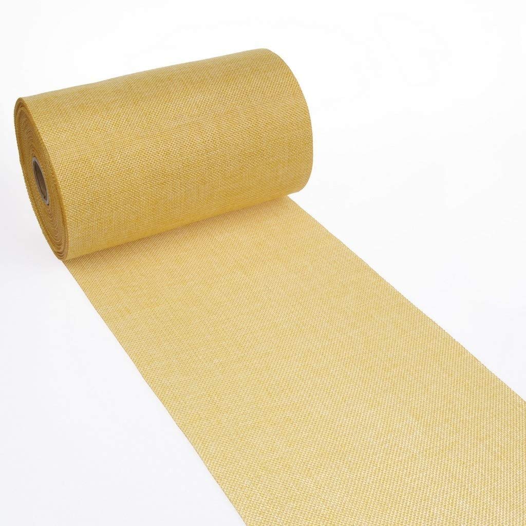 Deko AS GmbH 69-200-5-10 Table Runner in Linen Look 20 cm x 5 m Shabby Chic Style, Sunny Yellow