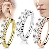 Graduation Gifts For Women - YouMiYa 3pcs CZ Gem Split Nose Cartilage Piercing Rings Zircon Nasal Ring Body Piercing JewelryBest for Nose and Ear Piercing