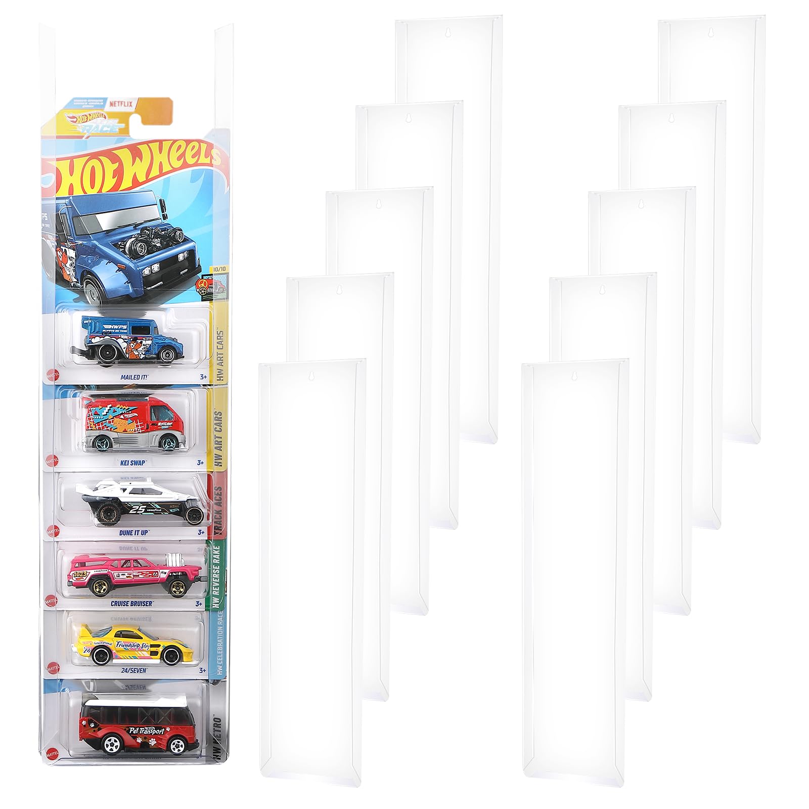 Photo 1 of 10Pcs Display Case Compatible with Hot-Wheels Match-Box Packaged Cars, Wall Display Case for Packaged Cars, Toy Car Storage Case Organizer Display Shelf Rack