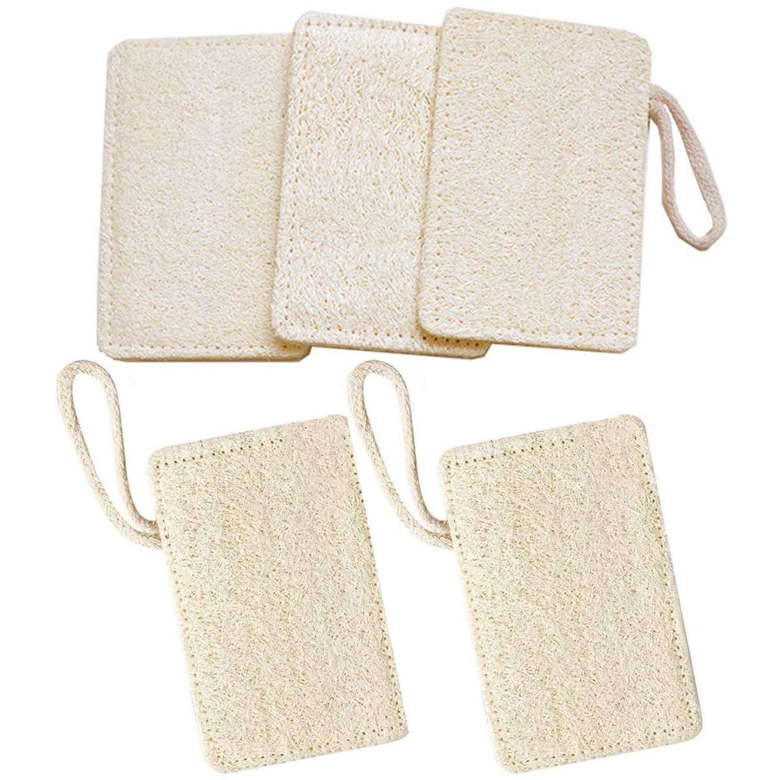 100% Biodegradable Eco Sponge Zero Waste Cleaning Products Loofah Premium Quality Natural Loofah Luffa Bath Body Shower Natural Dishwashing Sponges Organic for Dishes, Bathroom, Cups, Bowls 5 Pieces