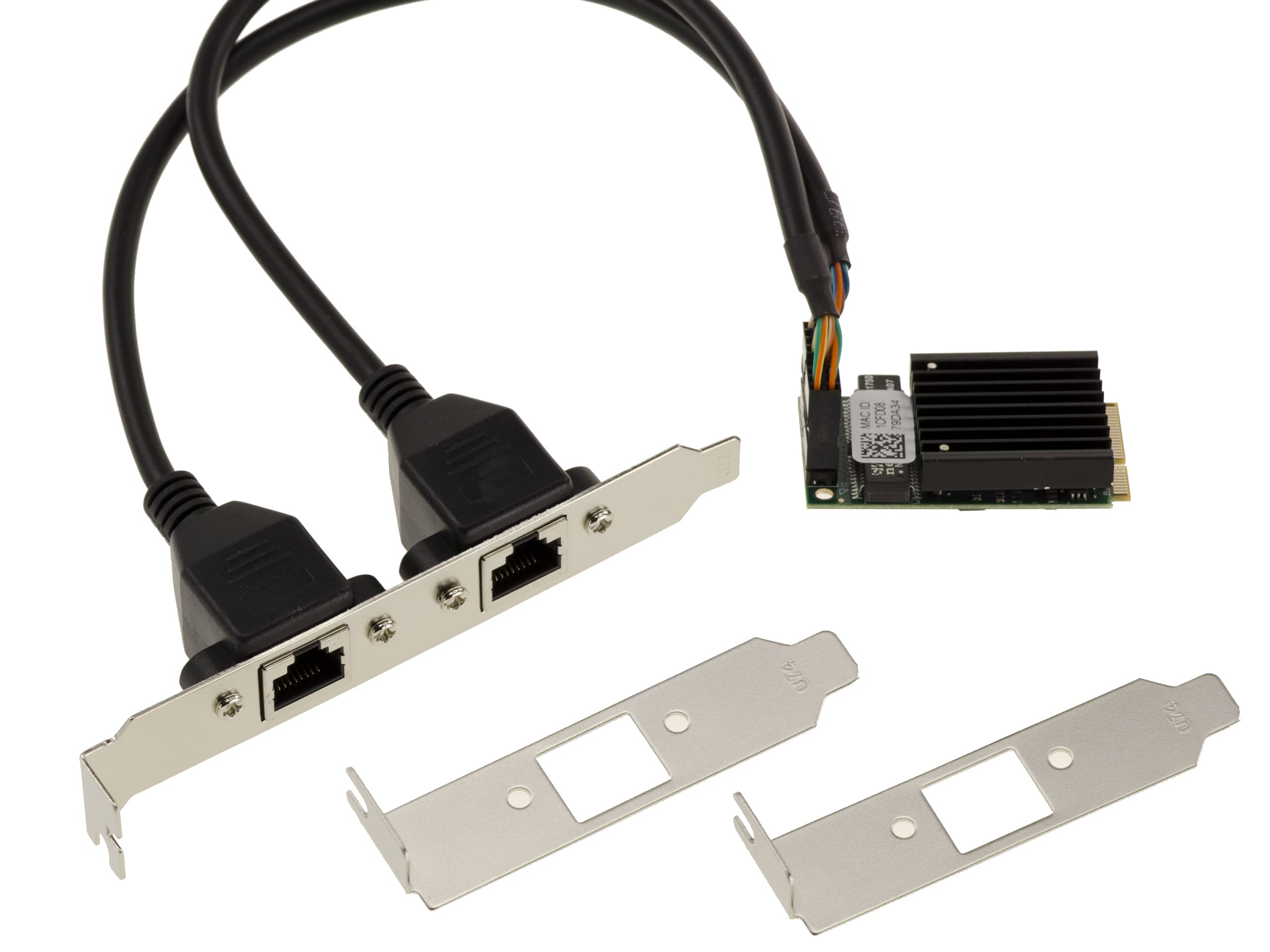 KALEA-INFORMATIQUE Mini PCIe card with 2 GIGABIT Ethernet RJ45 LAN ports on cords. With Intel I350 Chipset - mPCIe NIC 10 / 100 / 1000