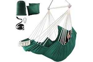 Chihee Hammock Chair Hanging Chair with Foot Rest 2 Cushions Max 500lbs Robust Metal Spreader Bar Collapsible Easy Storage So