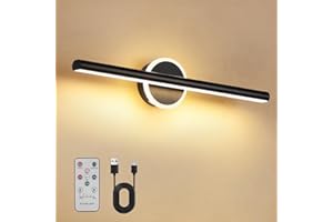 HUABRIDGE Picture Light, 16inches Wall Lamp Battery Operated,Wireless Picture Art Light with Remote,Rechargeable Picture Light for Painting,Gallery,Artwork,Portrait (Matt Black)