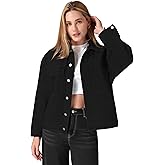 roswear Denim Jacket Coat for Women with Flap Chest Pockets Casual Oversized Jean Jackets