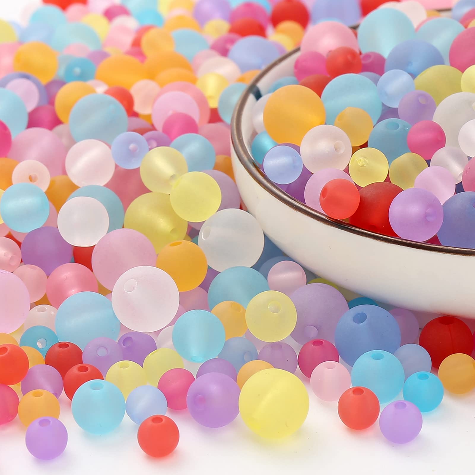 Herzwild Beads for threading colourful craft beads, acrylic beads, art beads for jewellery making, DIY necklaces, bracelet (matte transparent colourful/mixed)