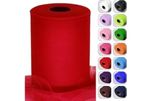 LUCEINVITA Tulle Fabric Roll 6" by 100 Yards (300 Feet) Red Tulle Netting Spool for Tutu Skirt Gift Wrapping Bow Wedding Baby Shower Decoration Party Backdrop DIY Crafts (Red)