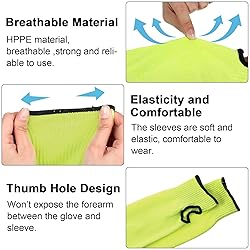 JaGely 6 Pairs Level 5 Cut Resistant Sleeves with