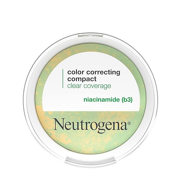NEUTROGENA CLEAR COVERAGE COLOR CORRECTING POWDER MAKEUP COMPACT, MATTIFYING CC POWDER WITH NIACINAMIDE & GREEN & YELLOW POWDERS TO EVEN TONE, BRIGHTEN, & CONTROL SHINE, OIL-FREE, 0.38 OZ