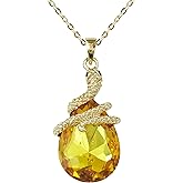 Navachi 18k Gold Plated Water Drop Crystal Multicolor Zircon Snake Pendant Necklace 16"+2"