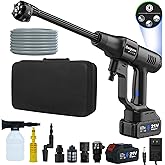 Beiguoo Cordless Pressure Washer 1450PSI, Brushless Motor Cordless Power Washer Gun, 2X4000mAh Battery Pressure Washer, Portable Electric Power Washer with 6-in-1 Nozzel for Car/Floor/Fence/Sidewalk