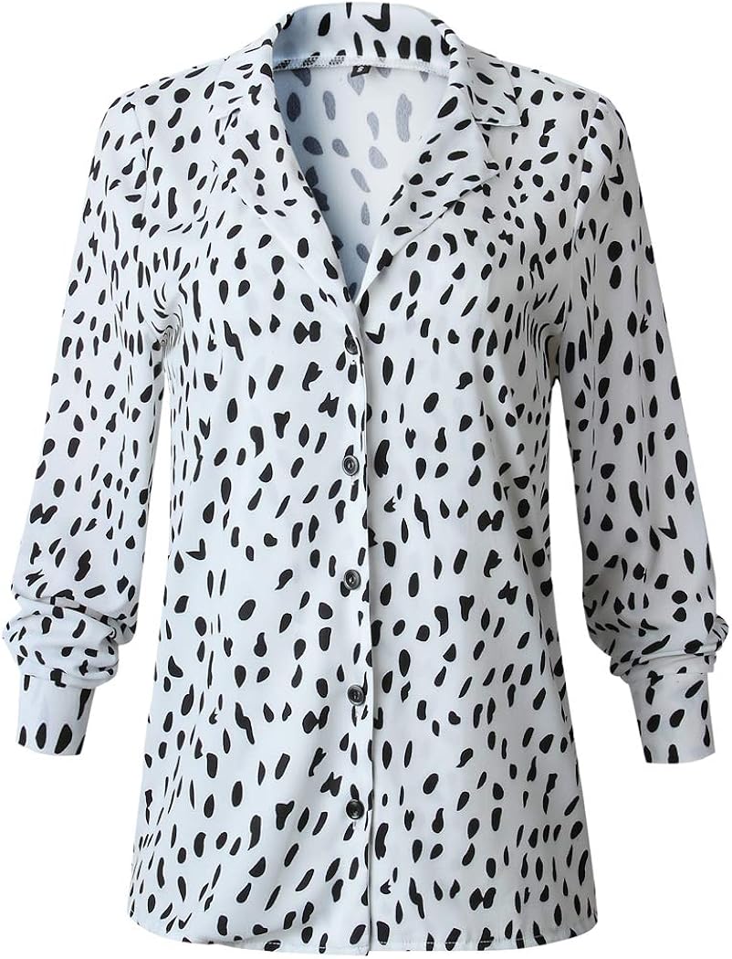 ECOWISH Womens Casual Tops V Neck Leopard Tunic Long Sleeve Button Down Shirts Top at  Women’s Clothing store