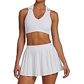 AGYMNX 2 Piece for Women Tennis Dress High Waisted Pleated Skirt Sets Golf Outfits Sleeveless Racerback Padded Crop Top