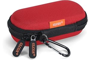 GLCON Red Mini Portable Case for Kardiamobile EKG Heart Monitor, Hearing Aids, In Ear Monitor - Small IEM Carrying Case Hard Earbud Pouch for Wired Earbuds, Earpods, Earplug, Keychain, Coin, Cable