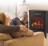 NETTA Electric Fireplace Stove Heater 1900W Real Flame Log Effect Freestanding view 4