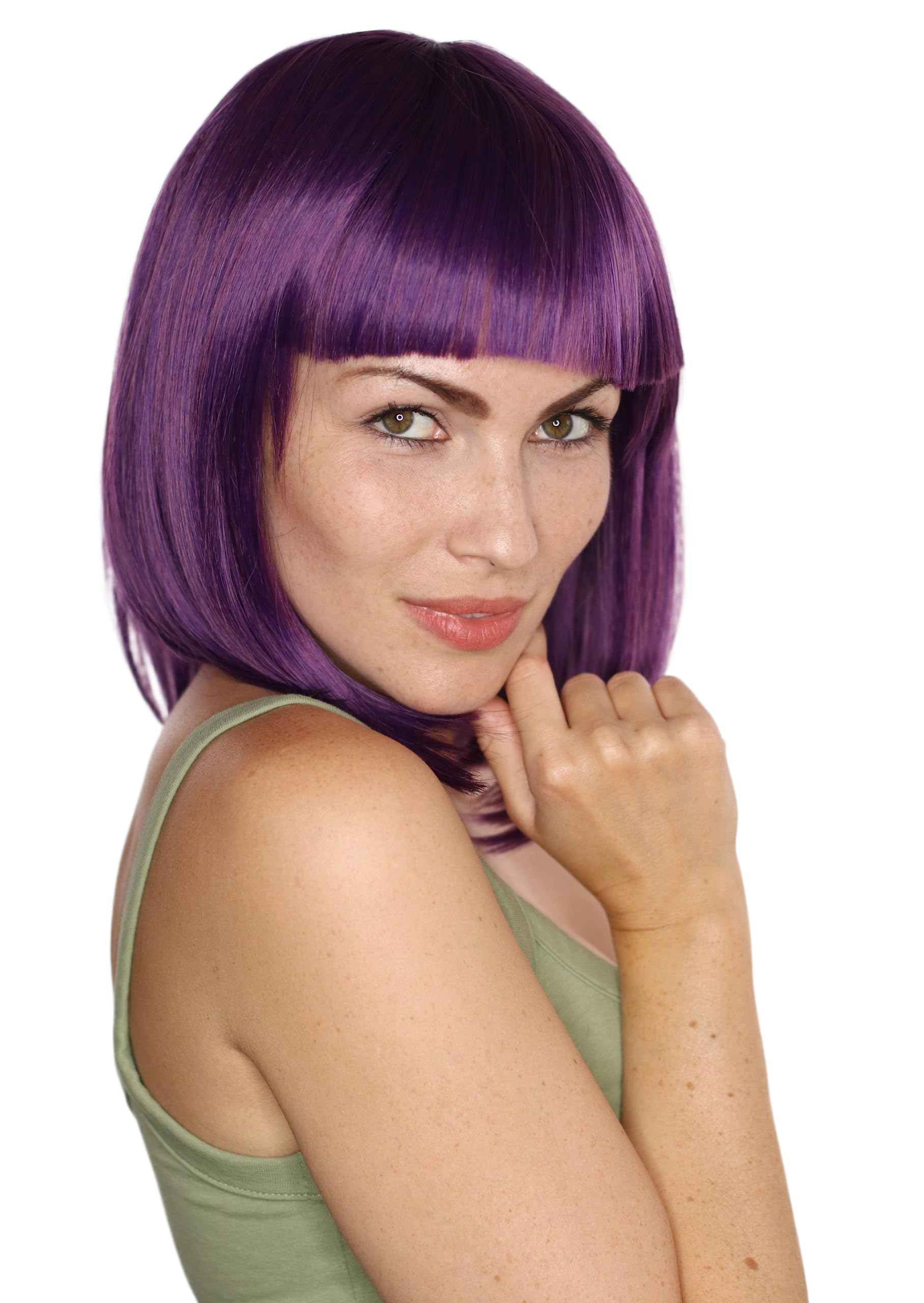 Prettyland ladies women purple violet bob short anemia wig medium length short hair matte cosplay purple short wig Sailor Moon Saturn C381