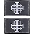 2 PCS Jerusalem Cross Crusader Jihad Patches Time for Another Crusade Patches Christian Patch Embroidered Tactical Morale Patch(Black White)