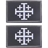 AliPlus 2PCS Knights Jerusalem Holy Sepulchre Morale Patches Hook and Loop | Embroidered,Knight Tactical Military Patch,Versatile Tactical Attachment,Applique Fastener,3*2 inch,Black White