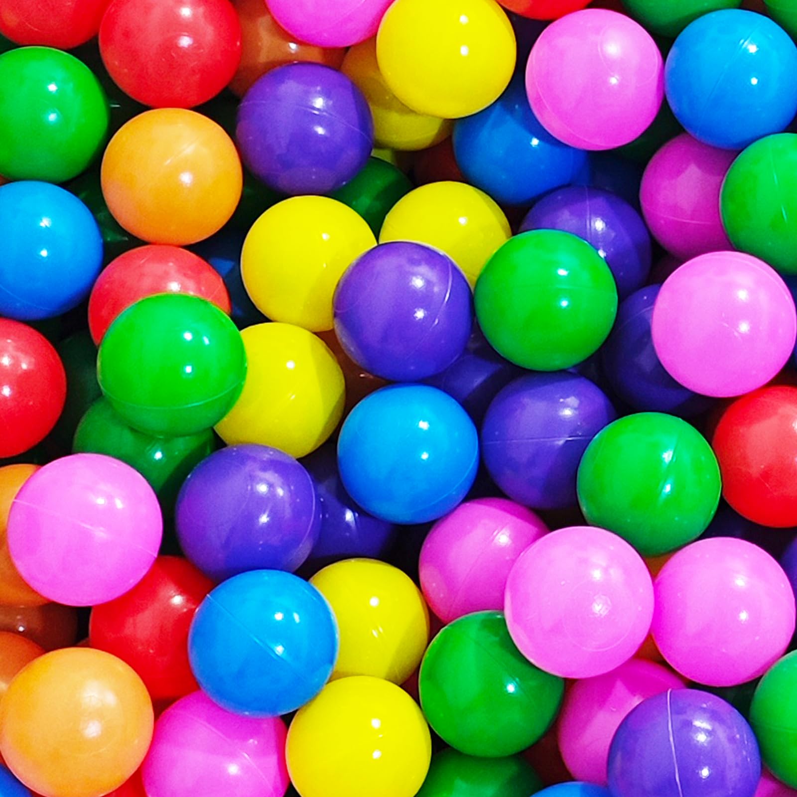 Photo 1 of 2.2in/5.5cm Ball Pit Balls, 100-Pack in 7 Vivid Colors (Red/Orange/Yellow/Green/Blue/Purple/Pink) - Non-Toxic, Durable for Game Tents, Pools & Bounce Houses, Ages 0+