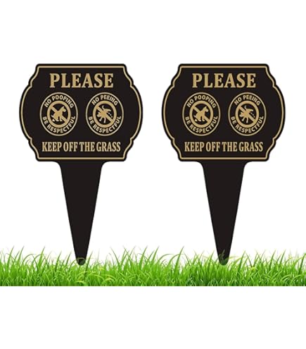 Double Sided Dog Urine Kills Plants Yard Sign 14x10 Inch - Curb Your Dog No Peeing No Pooping Lawn Sign With Stake