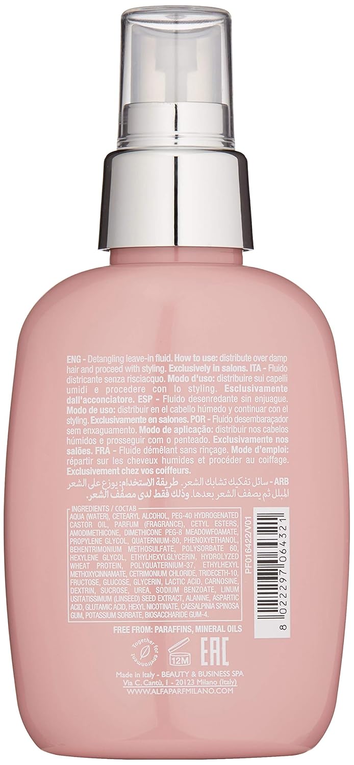 Alfaparf Milano Semi Di Lino Moisture Nutritive Leave-In Detangling Fluid for Dry Hair - Safe on Color Treated Hair - Professional Salon Quality - 4.23 Fl Oz: Premium Beauty