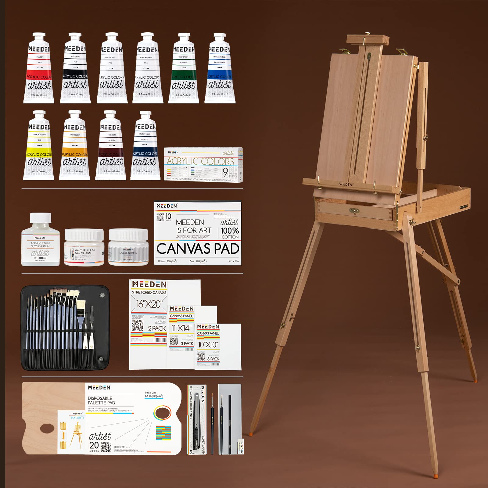 Mua MEEDEN Art Set with French Easel for Professional Artist,Supplies Acrylic Painting(1060ML