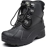 Men's Winter Snow Boots Waterproof Non-Slip Insulated Warm Safe and Durable Outdoor Ski Classic Suede, Non-Slip Rubber Outsole, Cushioned EVA Insoles,Mid-Calf Height Boots