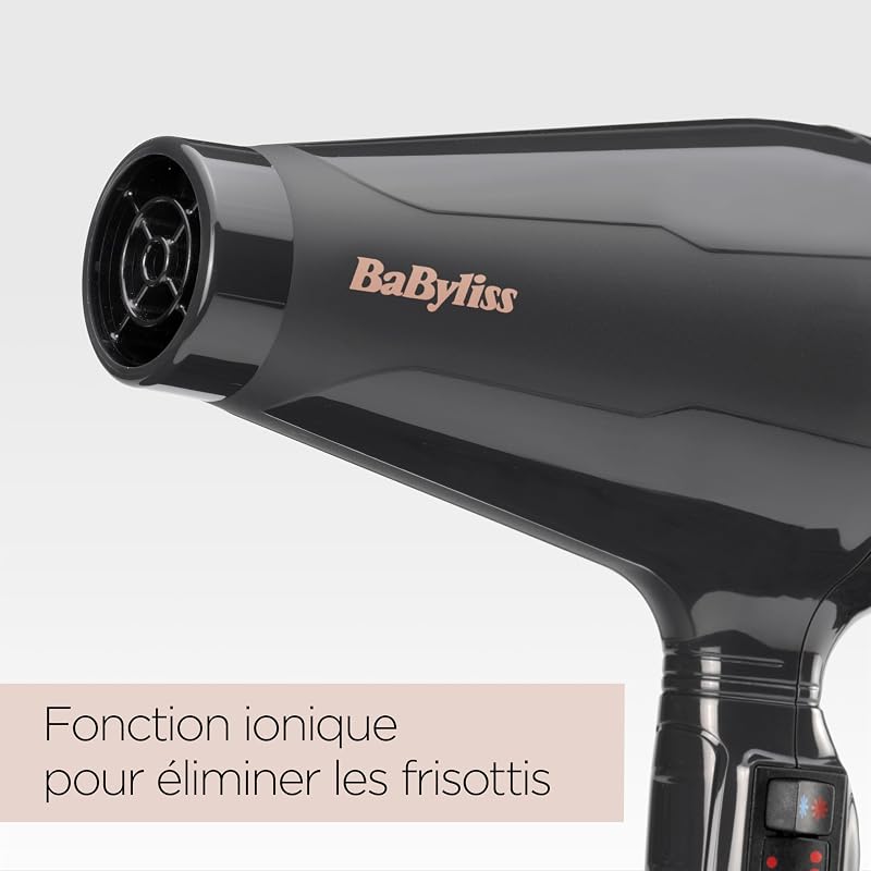 Sèche-cheveux Air Pro avec Diffuseur - Fabriqué en Italie, Moteur Professionnel AC, Sèche-cheveux puissant 2200W, Technologie ionique Anti-Frisottis, 2 températures & 2 vitesses, Noir, 6719DE